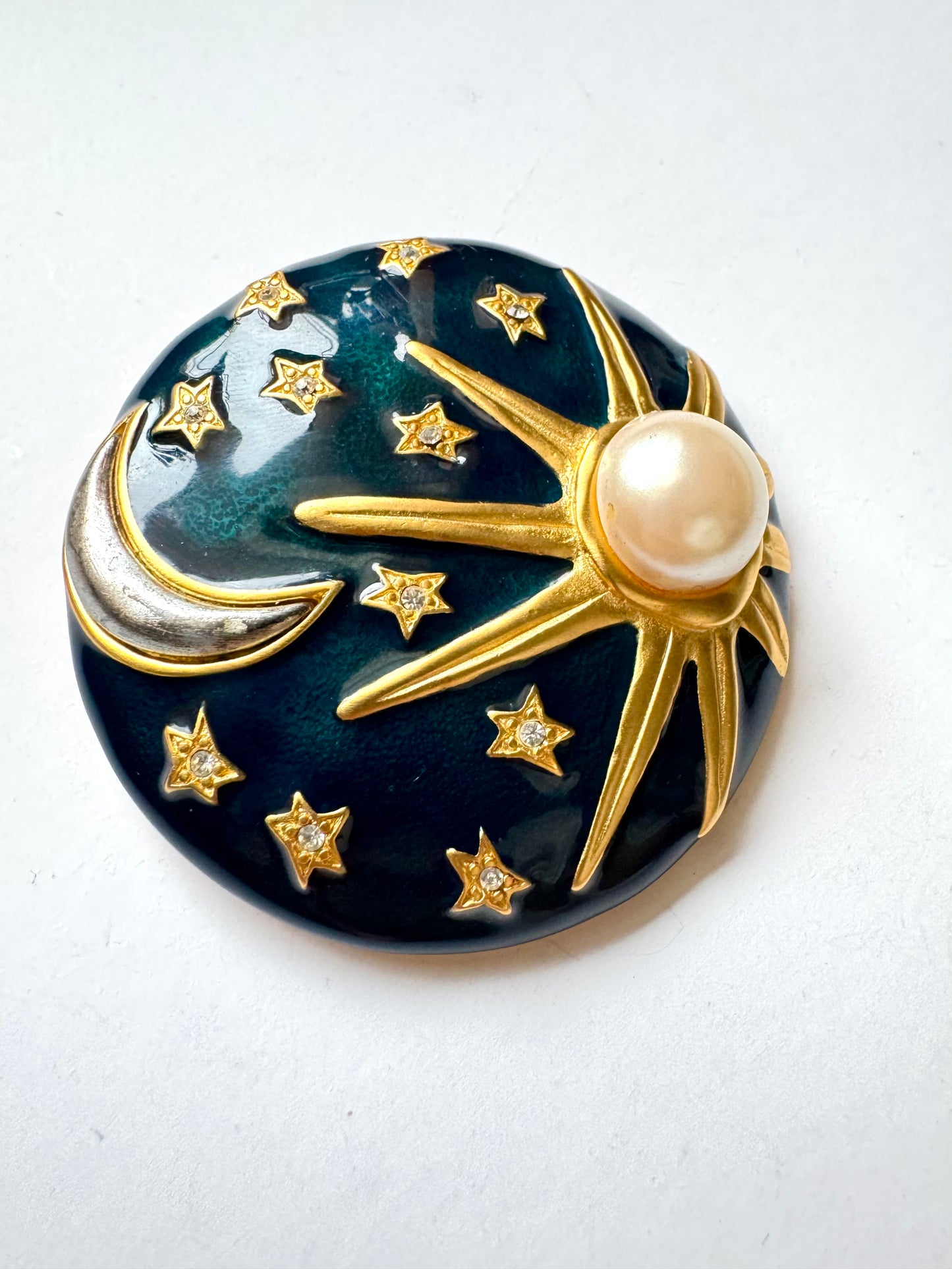 Vintage Karl Lagerfeld Moon & Star Brooch