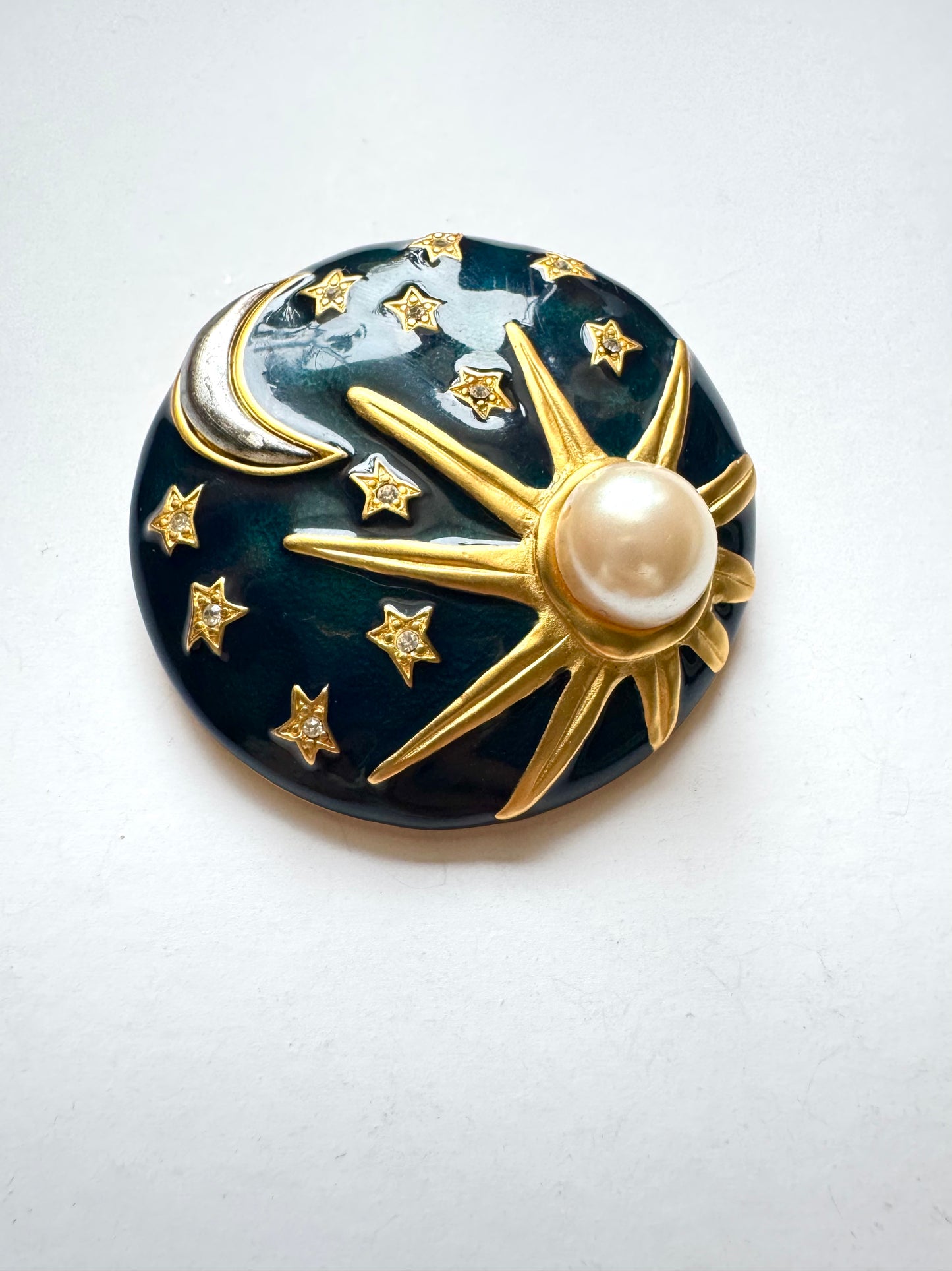 Vintage Karl Lagerfeld Moon & Star Brooch
