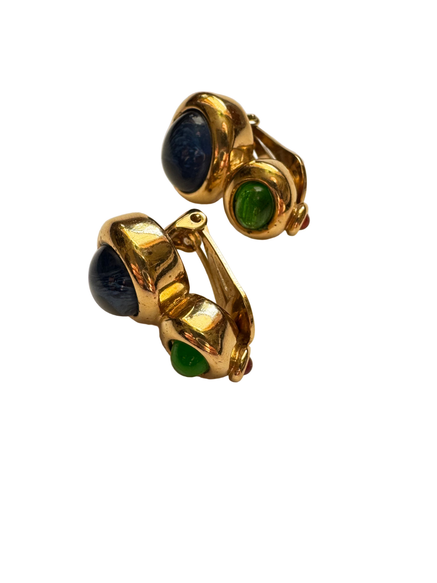 Vintage Ultima Edizione Mogul Glass Statement Clip on Earrings