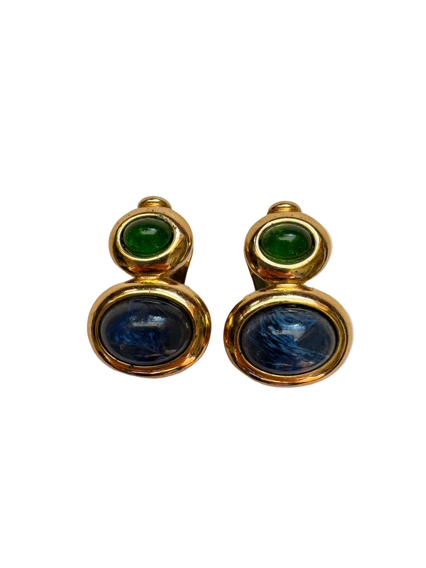 Vintage Ultima Edizione Mogul Glass Statement Clip on Earrings