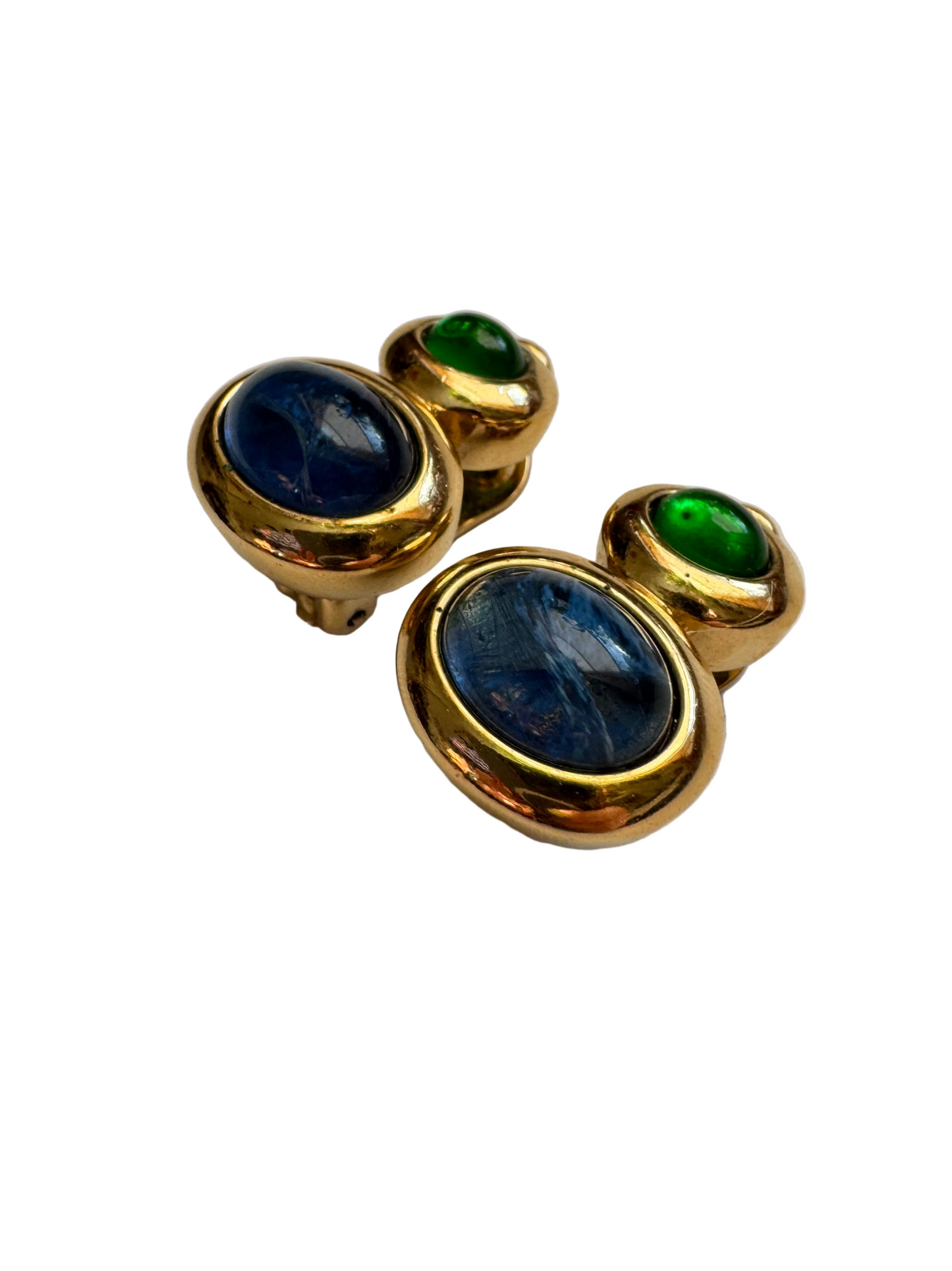 Vintage Ultima Edizione Mogul Glass Statement Clip on Earrings