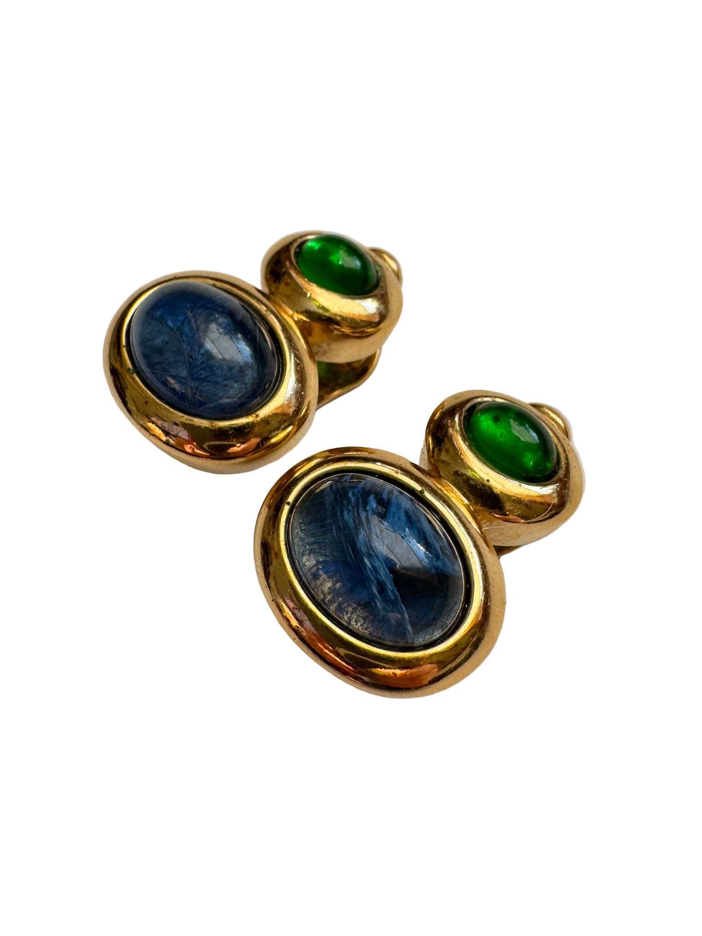 Vintage Ultima Edizione Mogul Glass Statement Clip on Earrings