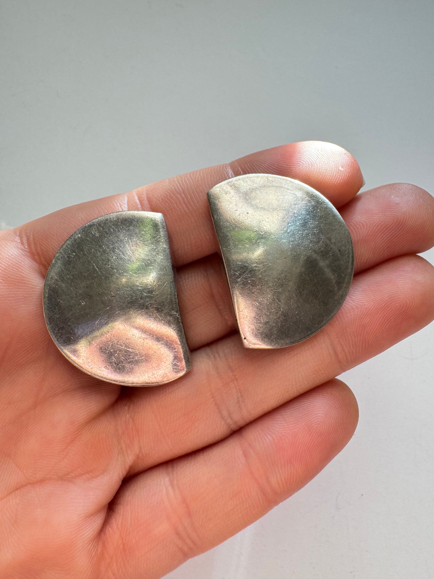 Vintage Robert Lee Morris Sterling Silver Sculptural Clip-On Earrings