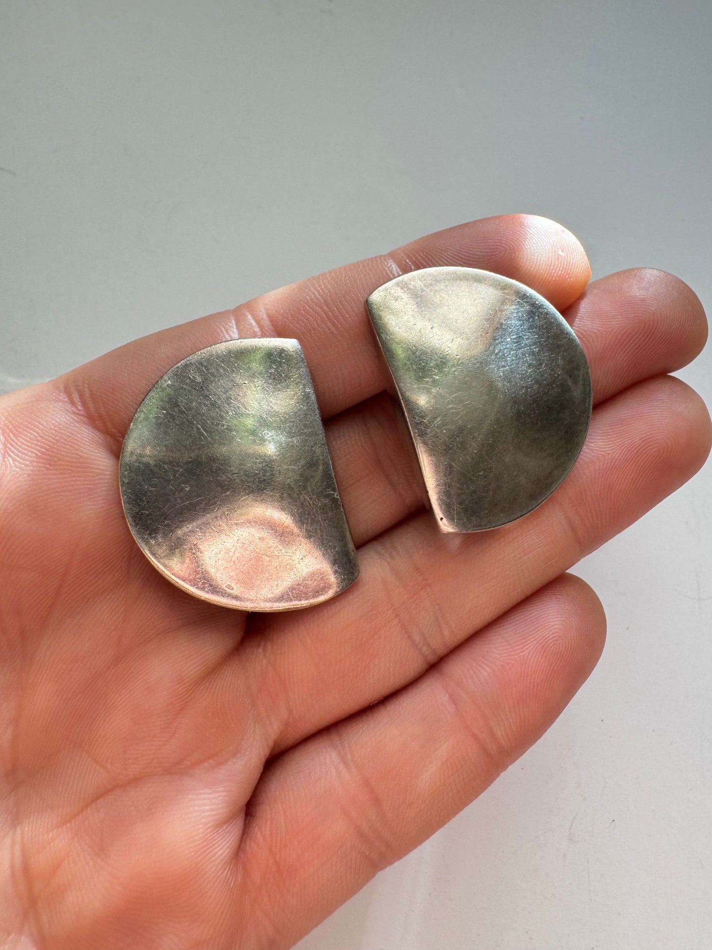 Vintage Robert Lee Morris Sterling Silver Sculptural Clip-On Earrings