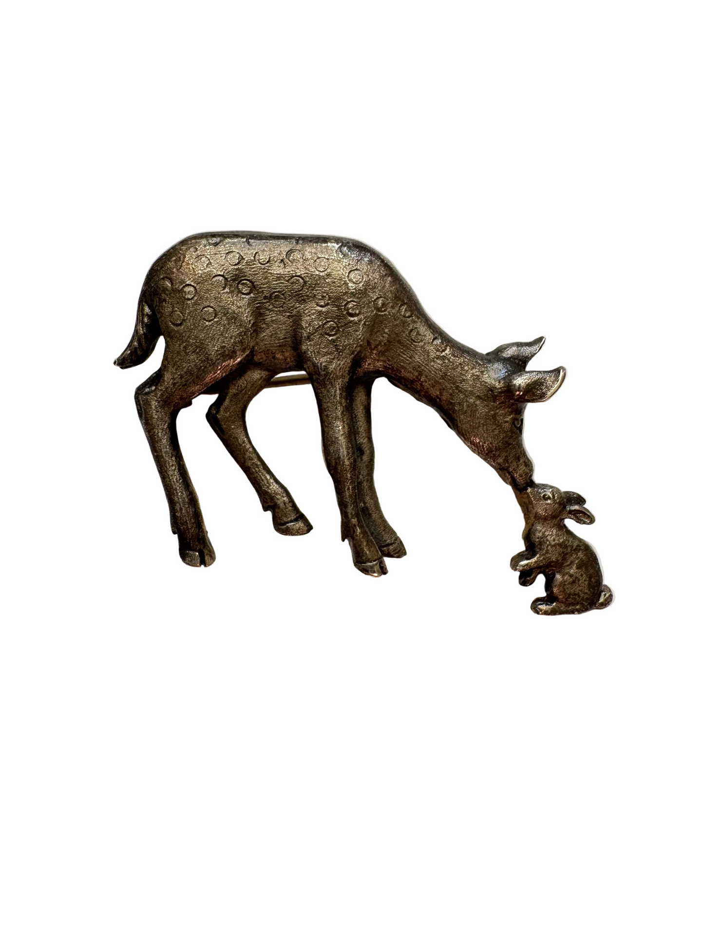 1979 Sid Bell “Forest Friends” Silver Deer & Rabbit Brooch