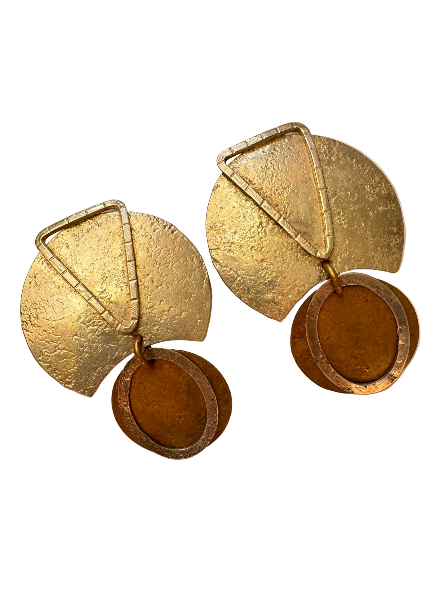 Modernist Sterling Silver Artisanal Sculptural Statement Clip-On Earrings