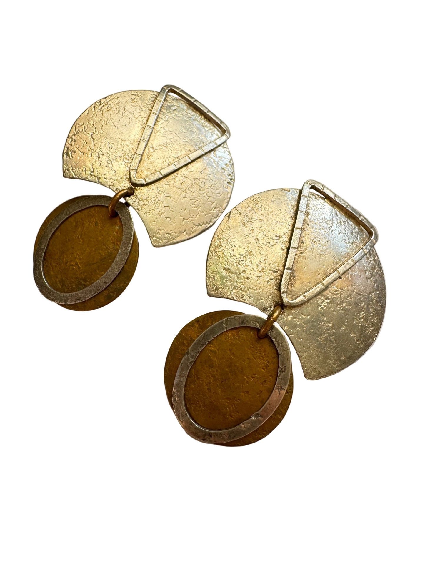 Modernist Sterling Silver Artisanal Sculptural Statement Clip-On Earrings