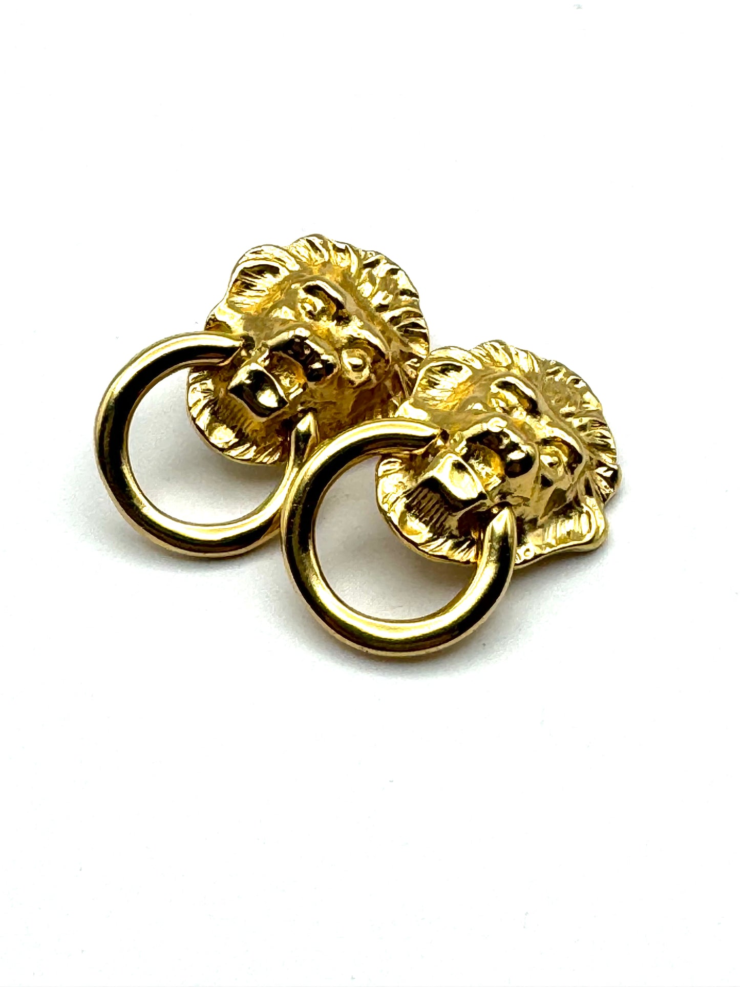 Vintage Kenneth Jay Lane Lionhead Door Knocker Earrings