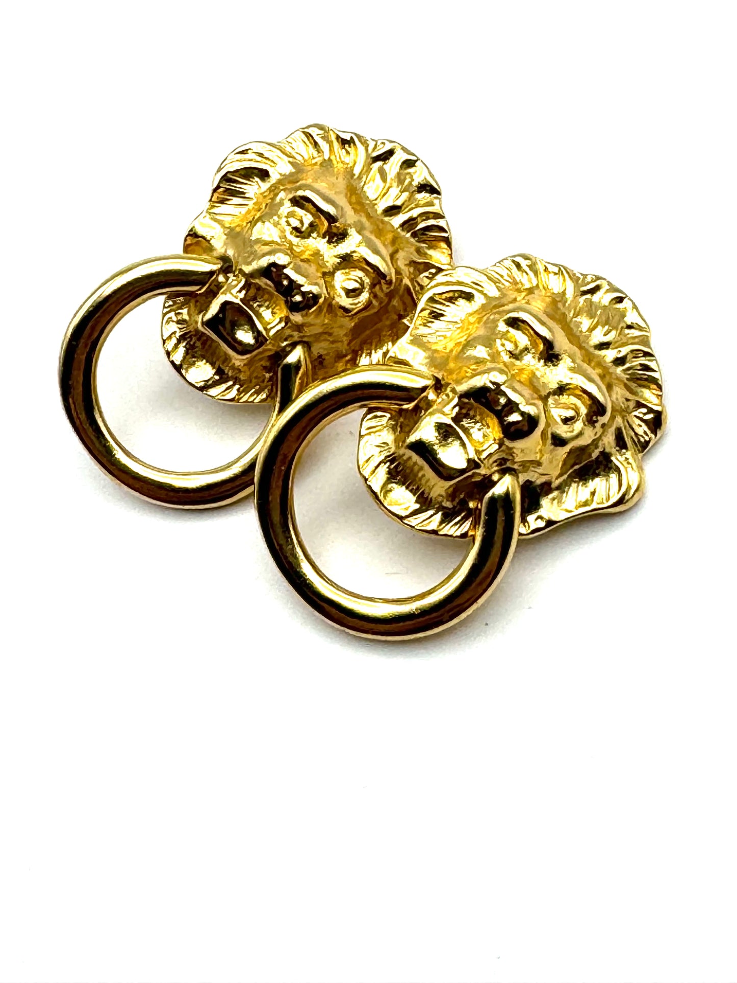 Vintage Kenneth Jay Lane Lionhead Door Knocker Earrings