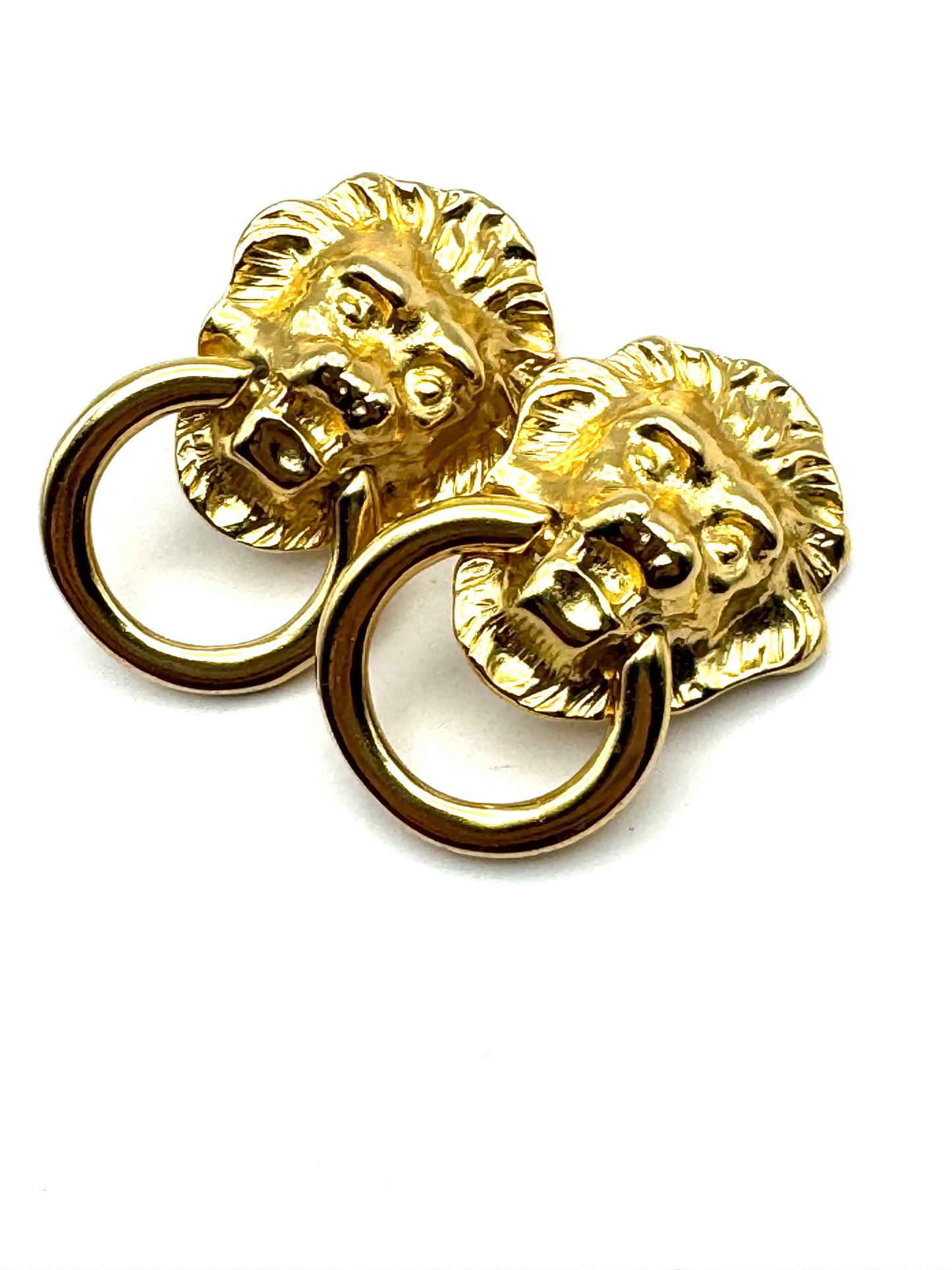 Vintage Kenneth Jay Lane Lionhead Door Knocker Earrings