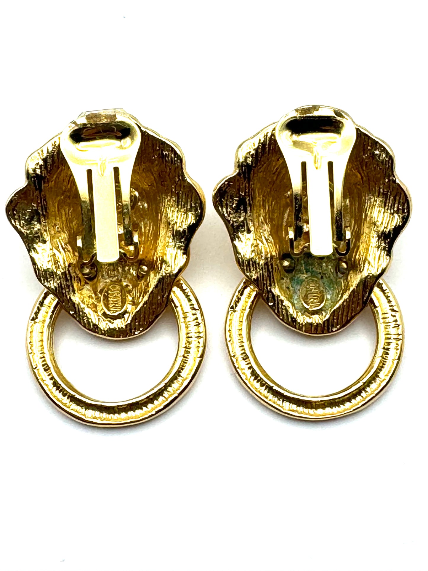 Vintage Kenneth Jay Lane Lionhead Door Knocker Earrings