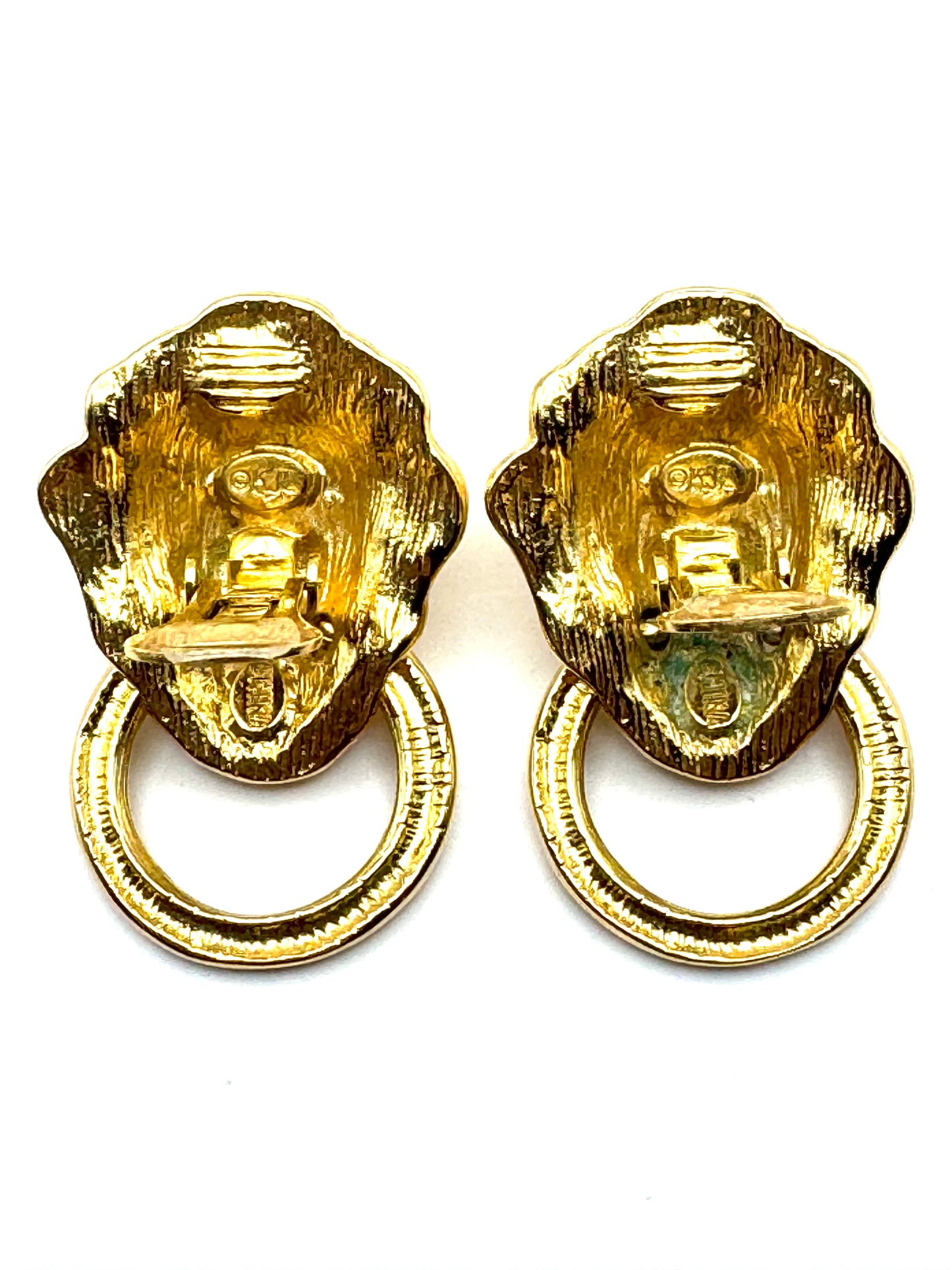 Vintage Kenneth Jay Lane Lionhead Door Knocker Earrings