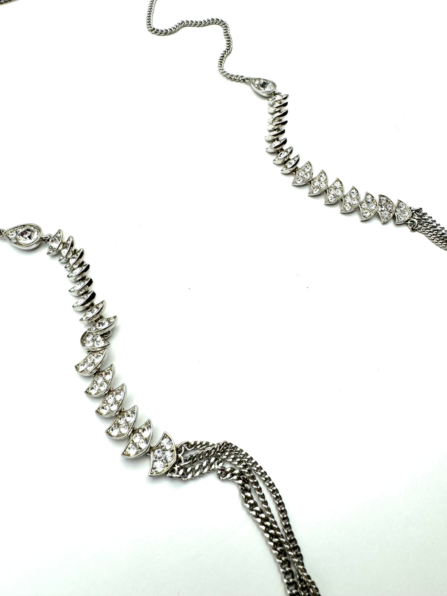 Vintage Givenchy Multistrand Articulated Swarovski Crystal Long Chain Necklace