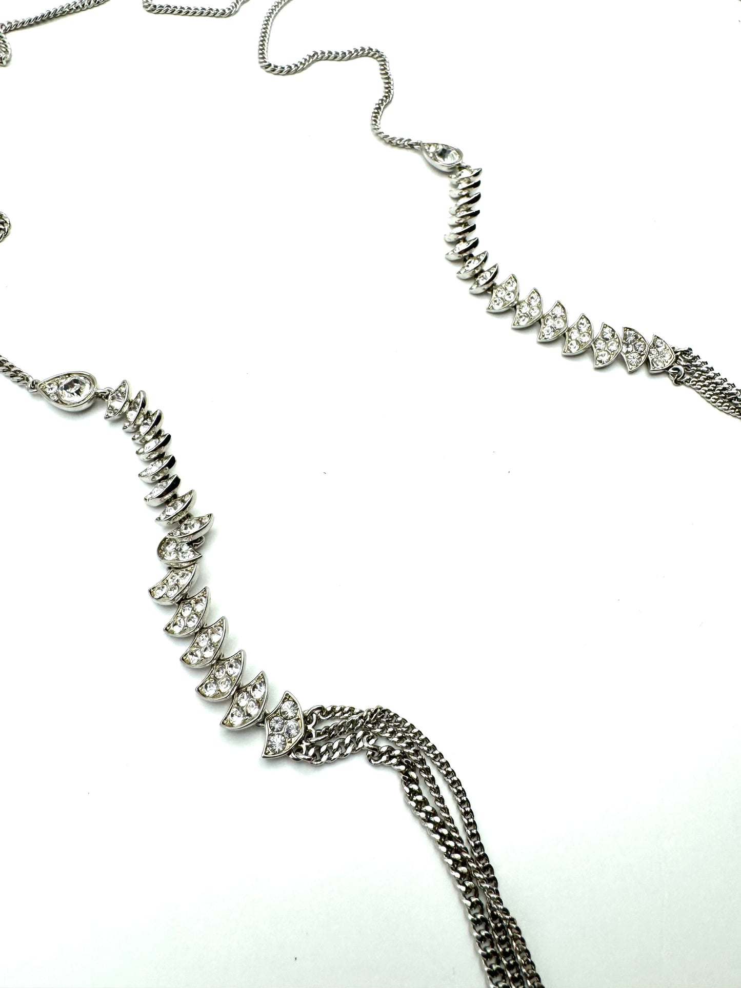 Vintage Givenchy Multistrand Articulated Swarovski Crystal Long Chain Necklace