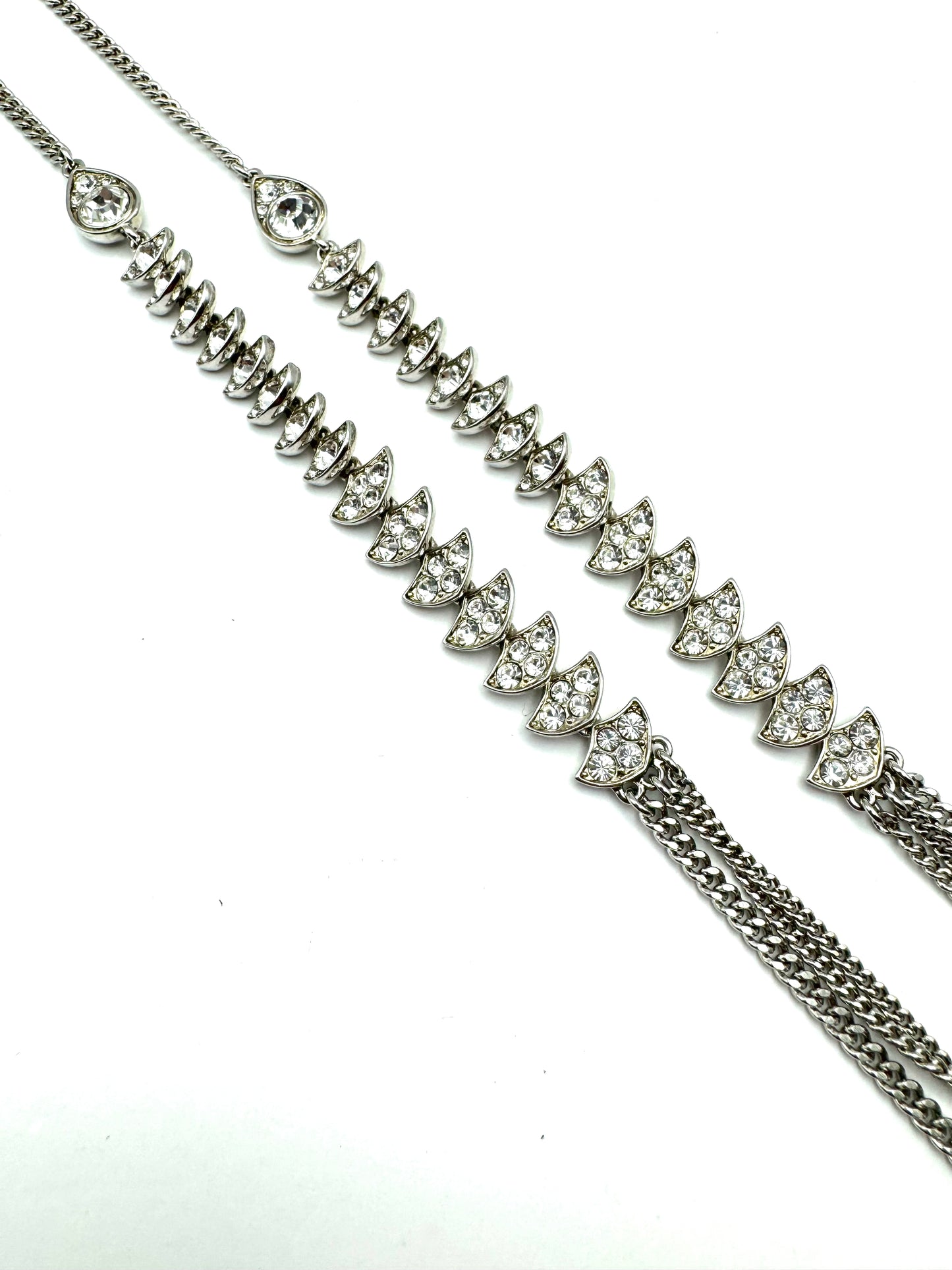 Vintage Givenchy Multistrand Articulated Swarovski Crystal Long Chain Necklace