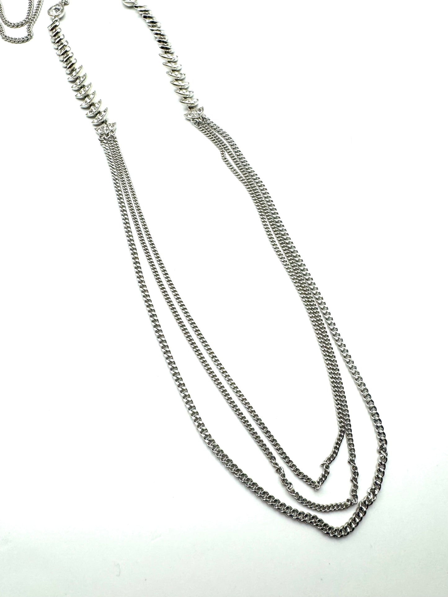 Vintage Givenchy Multistrand Articulated Swarovski Crystal Long Chain Necklace