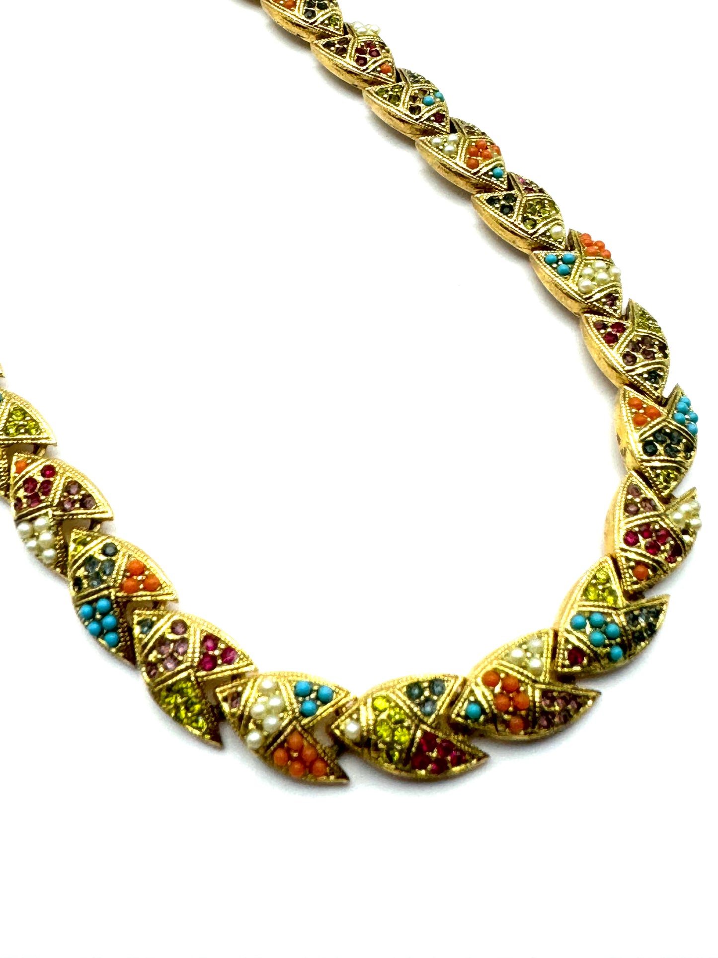 Vintage D'Orlan Buried Treasure Multicolor Beads Rhinestones Choker Necklace