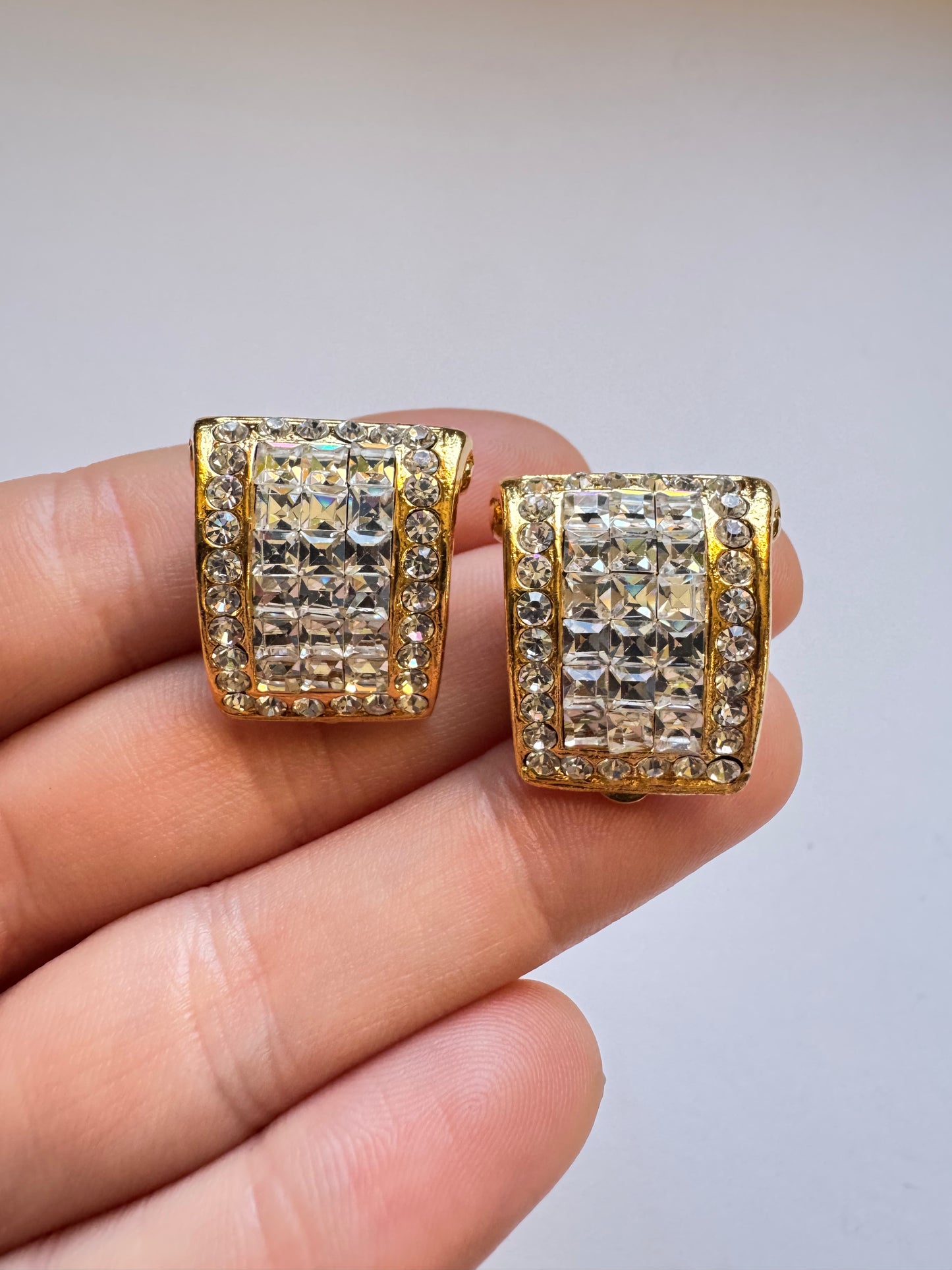 Vintage Jarin Crystal Pavé Clip On Earrings