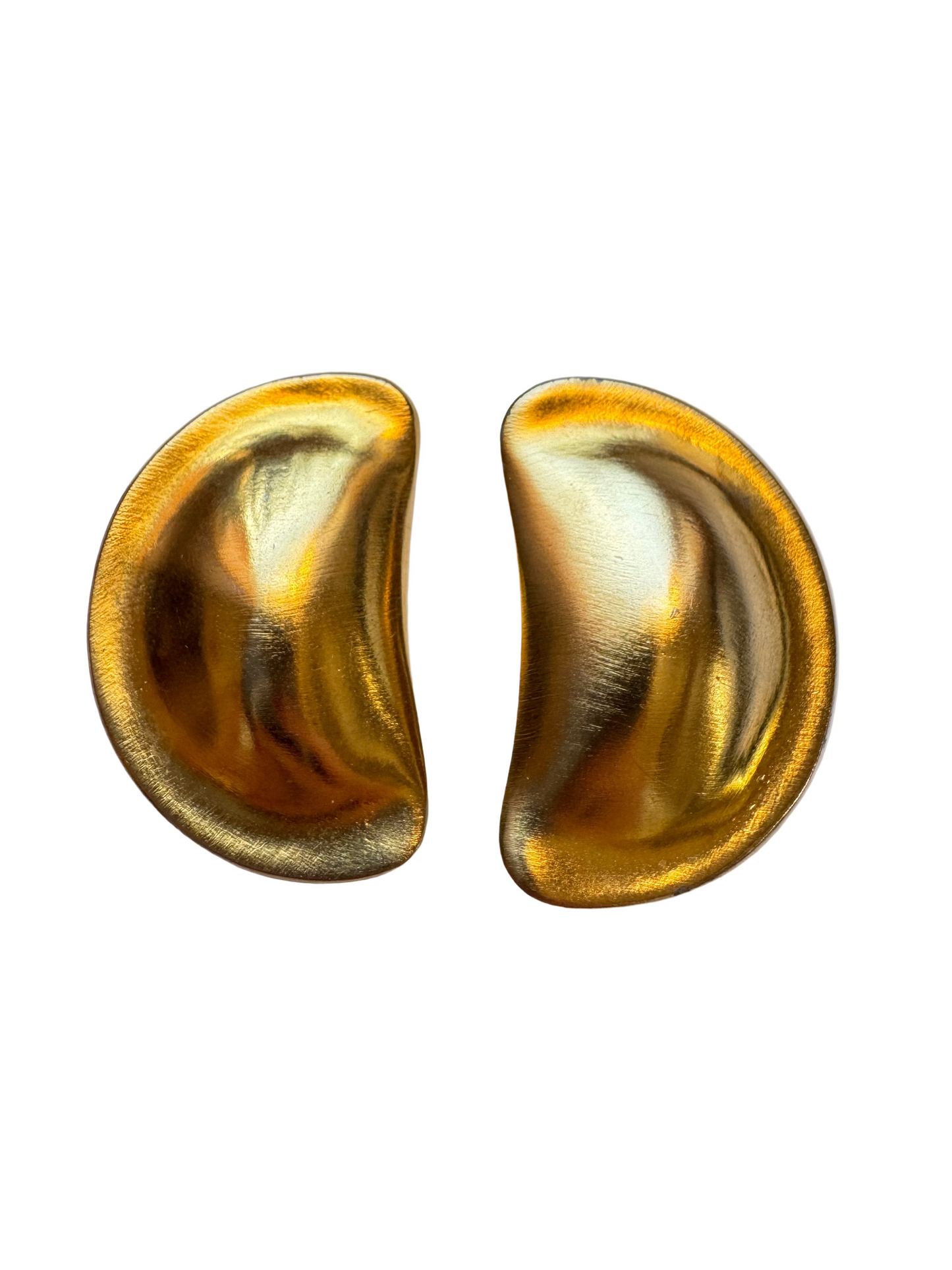 Vintage Les Bernard Sculptural Gold Tone Clip On Earrings