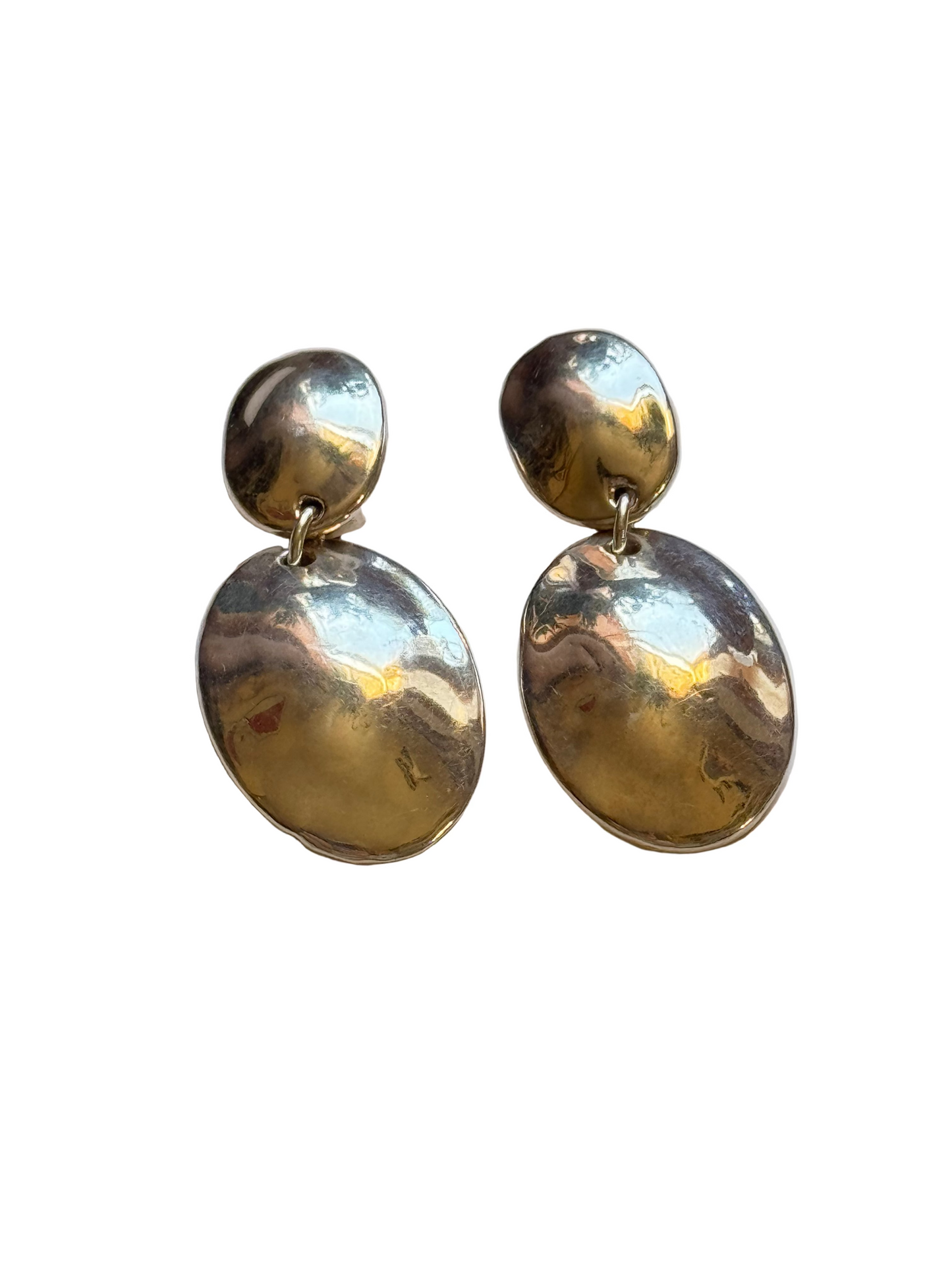 Sterling Silver Modernist Double Drop Clip On Earrings SSD 925