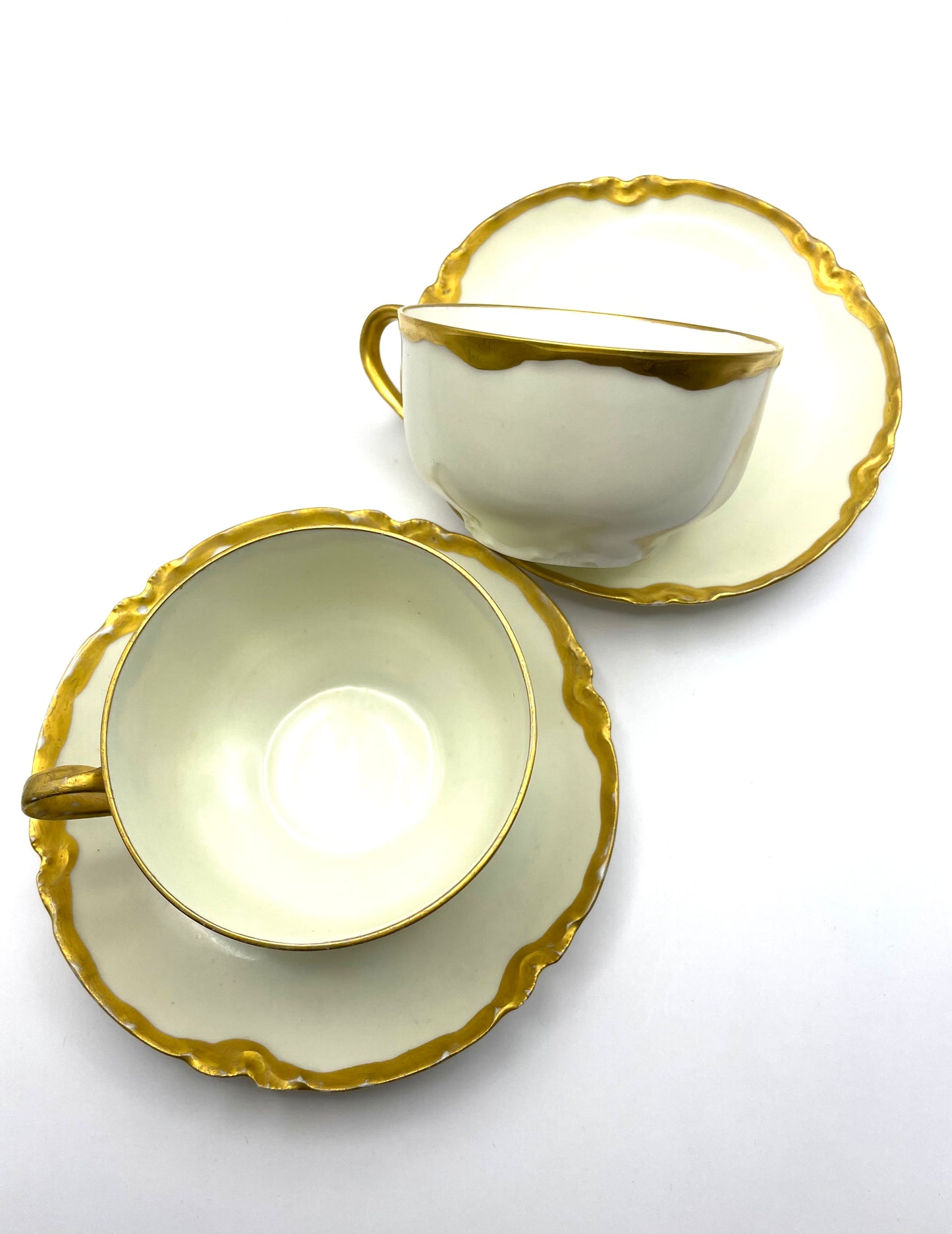 Antique Haviland France Limoges set of 2 Cup and Saucer Set Handpainted Gilded