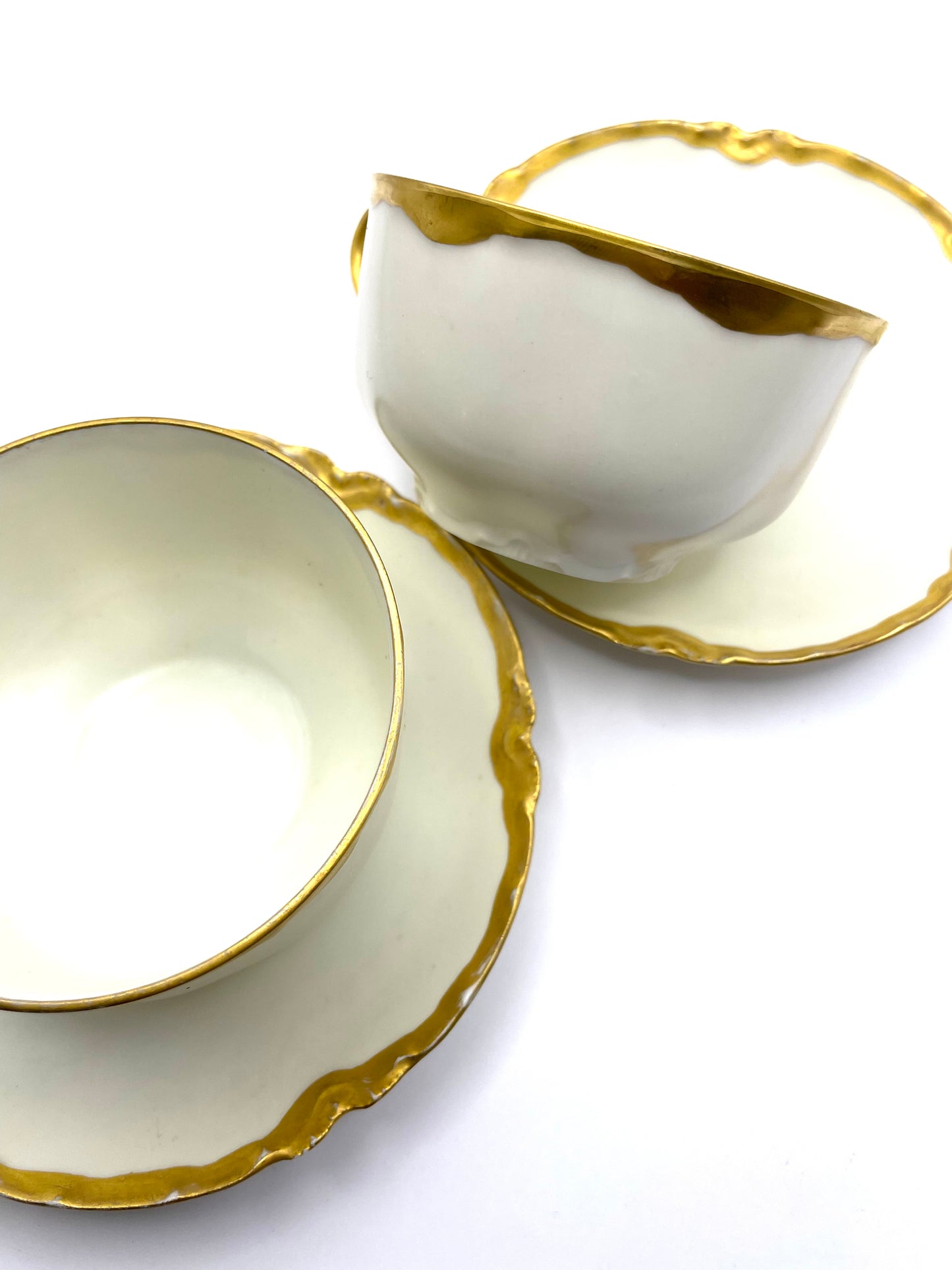 Antique Haviland France Limoges set of 2 Cup and Saucer Set Handpainted Gilded