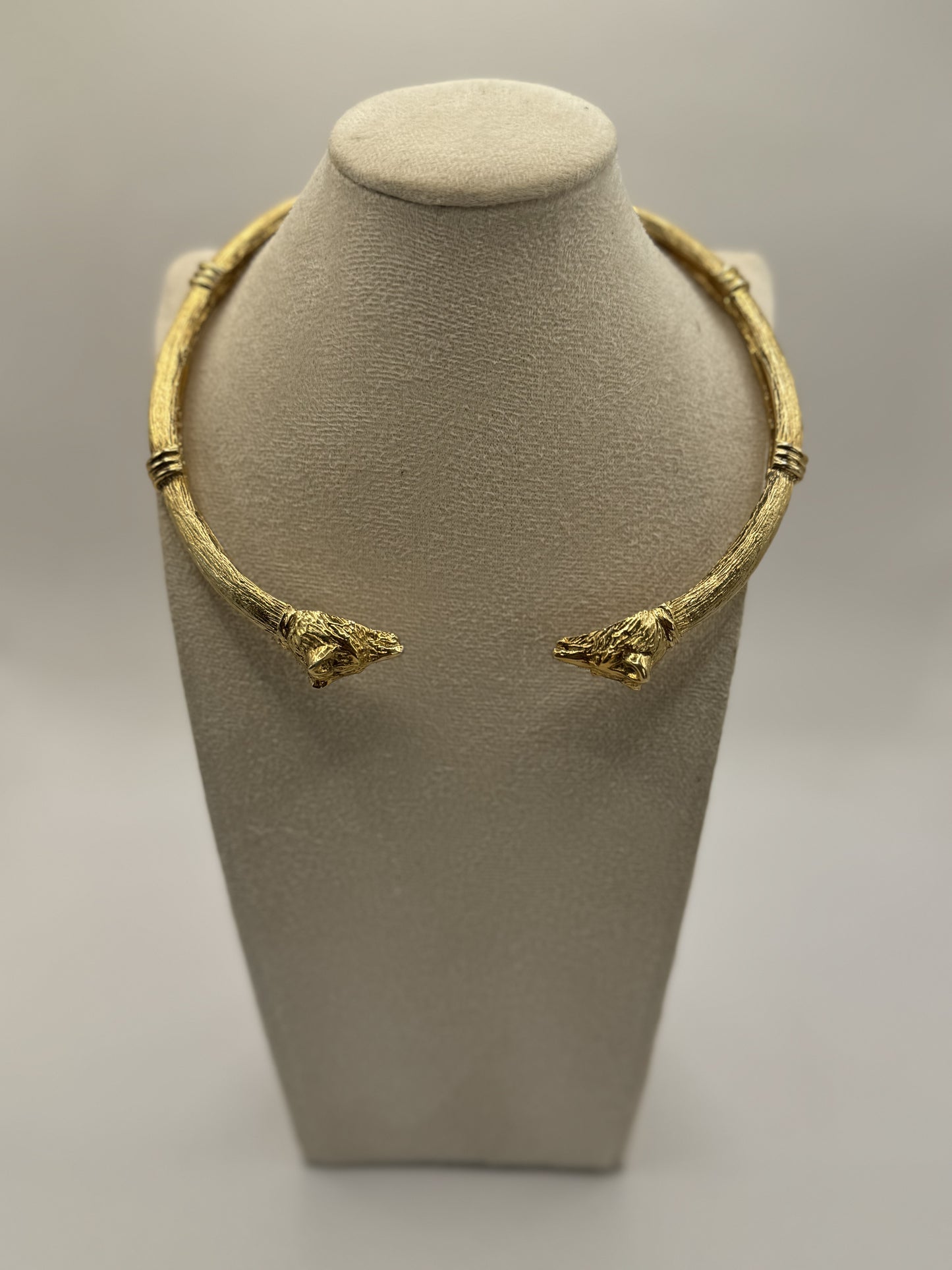 Vintage Fox Head Gold Tone Choker Necklace