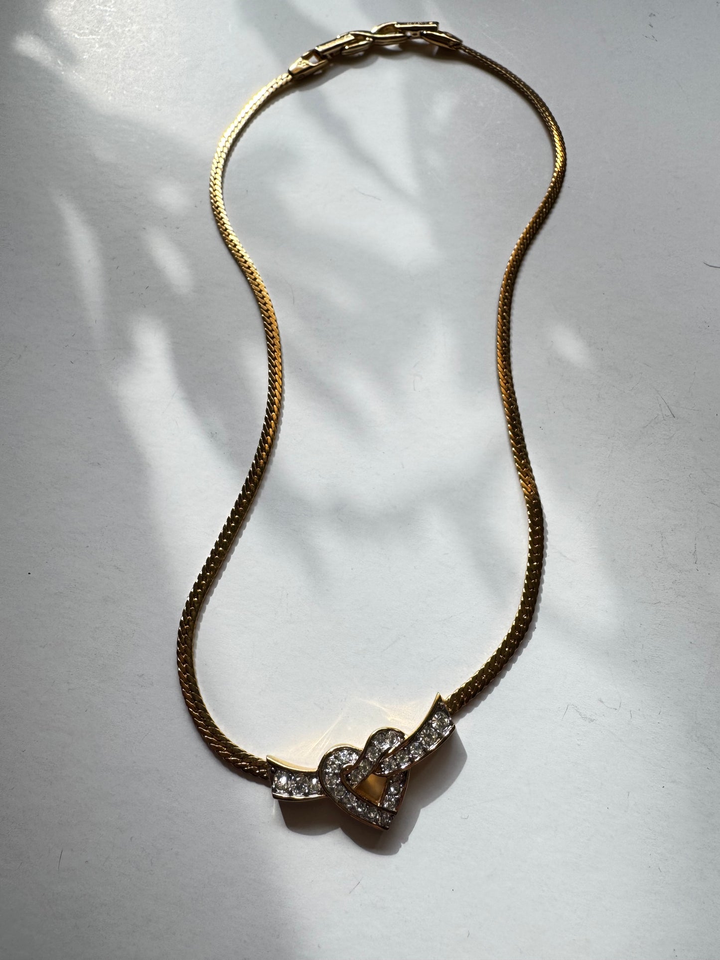 Vintage Nina Ricci Rhinestone Heart Necklace