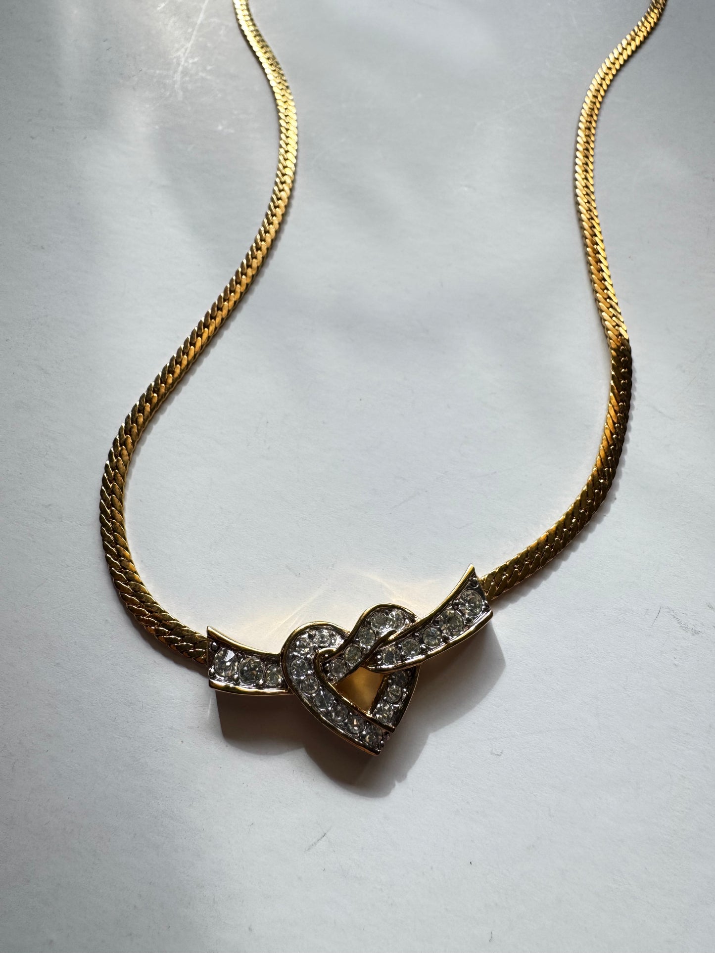 Vintage Nina Ricci Rhinestone Heart Necklace