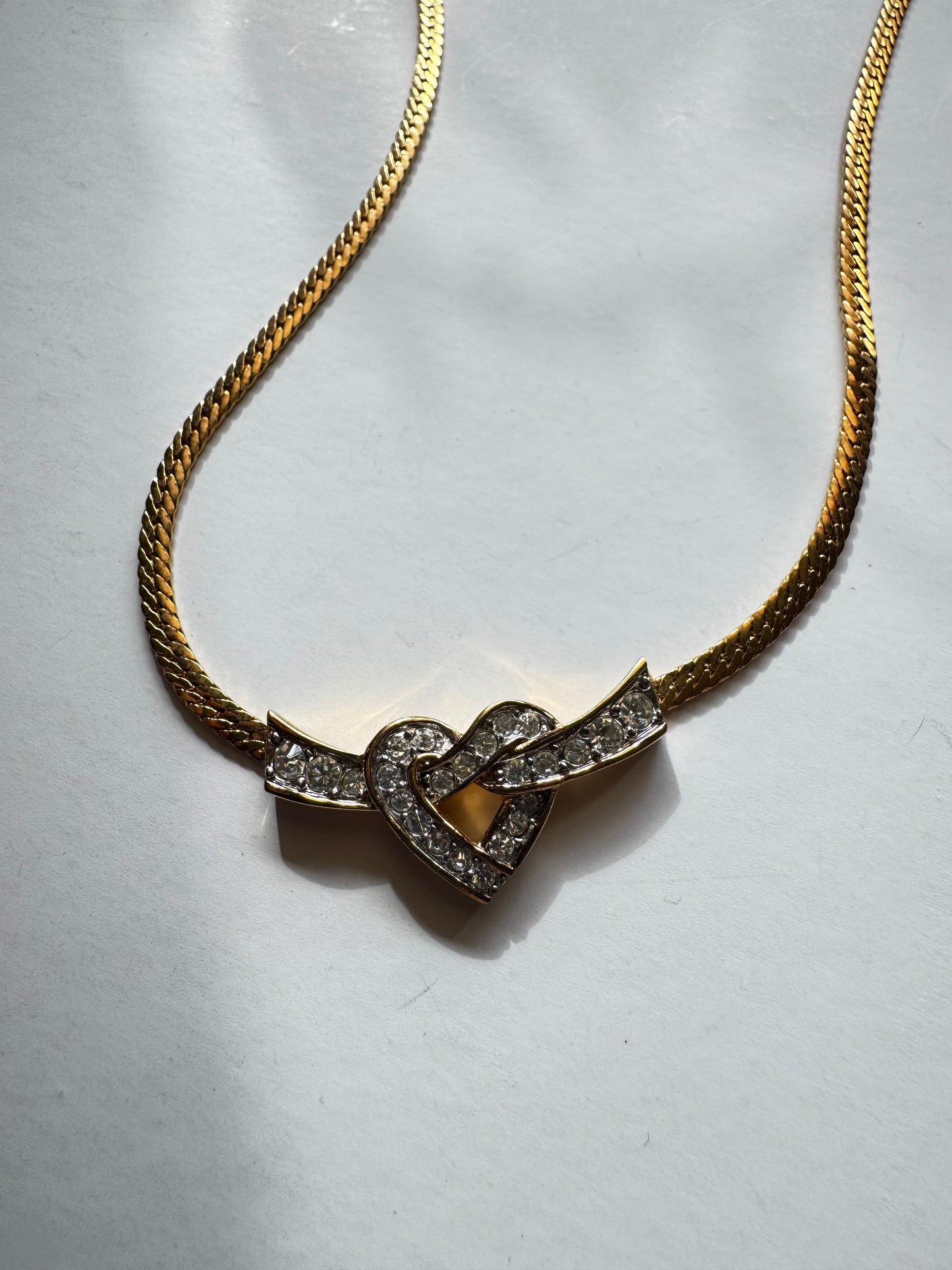 Vintage Nina Ricci Rhinestone Heart Necklace