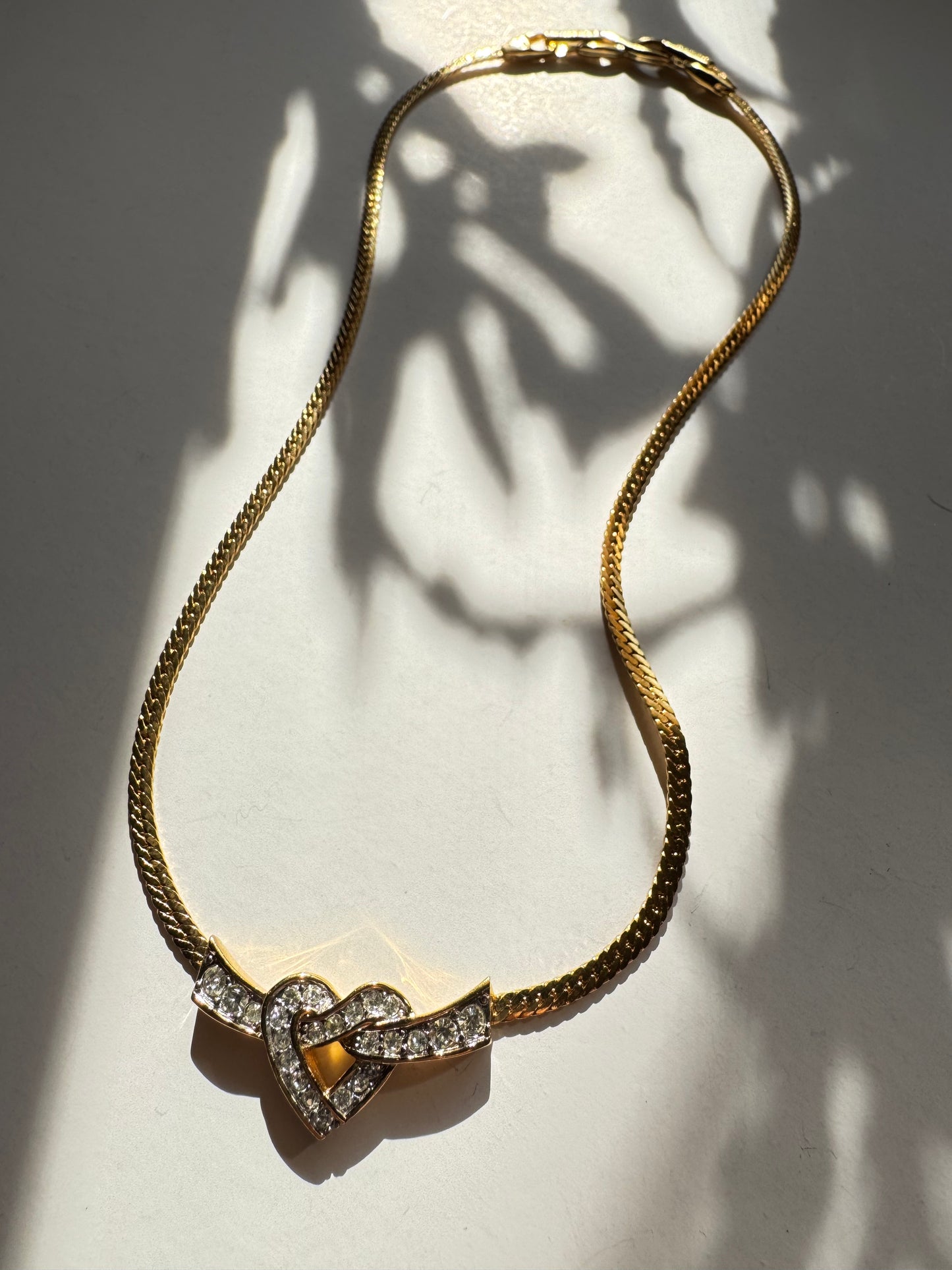 Vintage Nina Ricci Rhinestone Heart Necklace