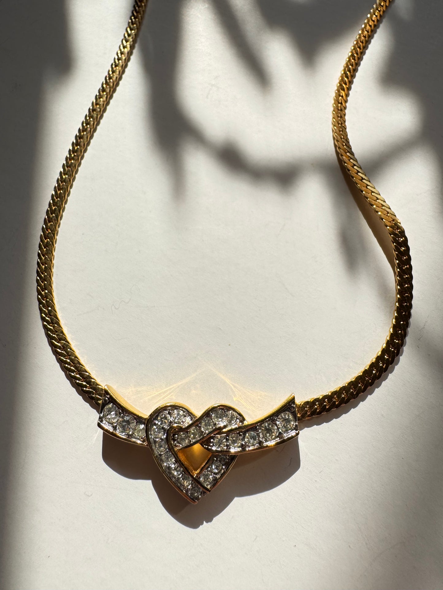 Vintage Nina Ricci Rhinestone Heart Necklace