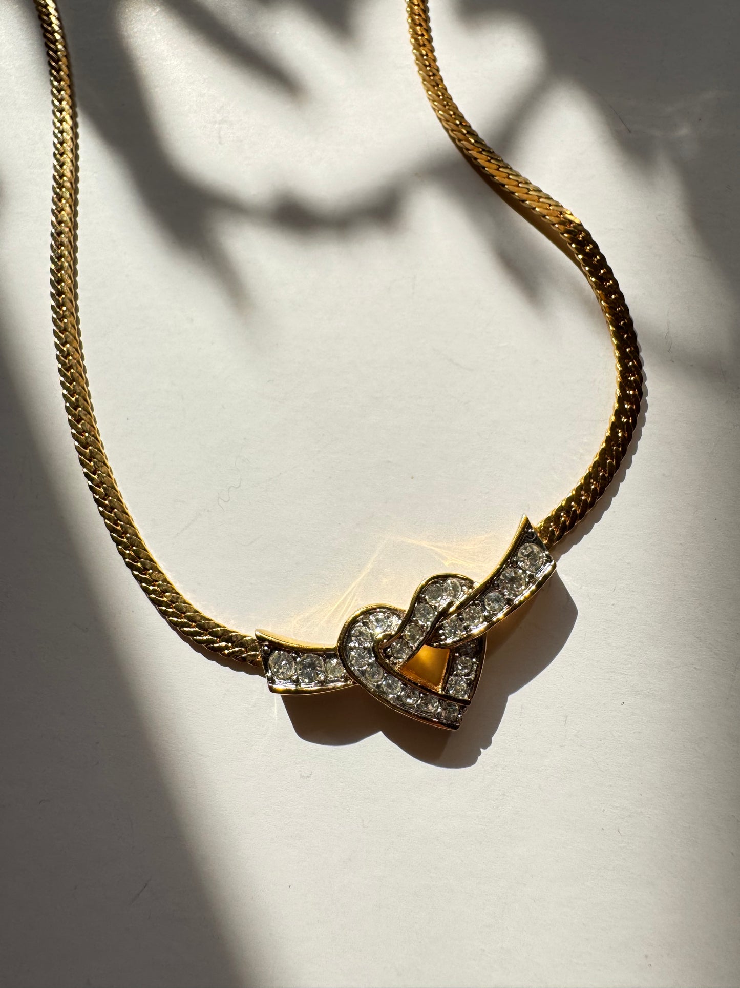 Vintage Nina Ricci Rhinestone Heart Necklace
