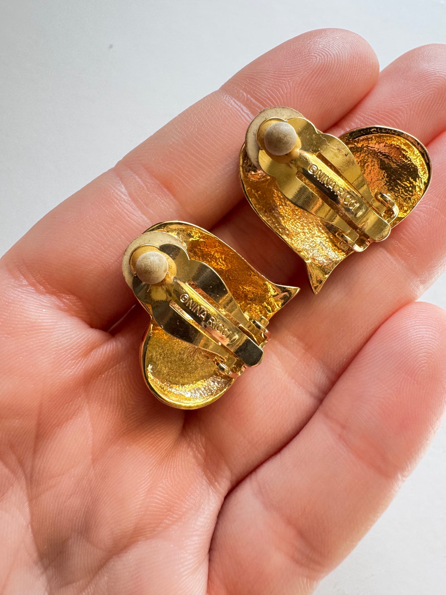 Vintage Nina Ricci Rhinestone Heart Clip-On Earrings