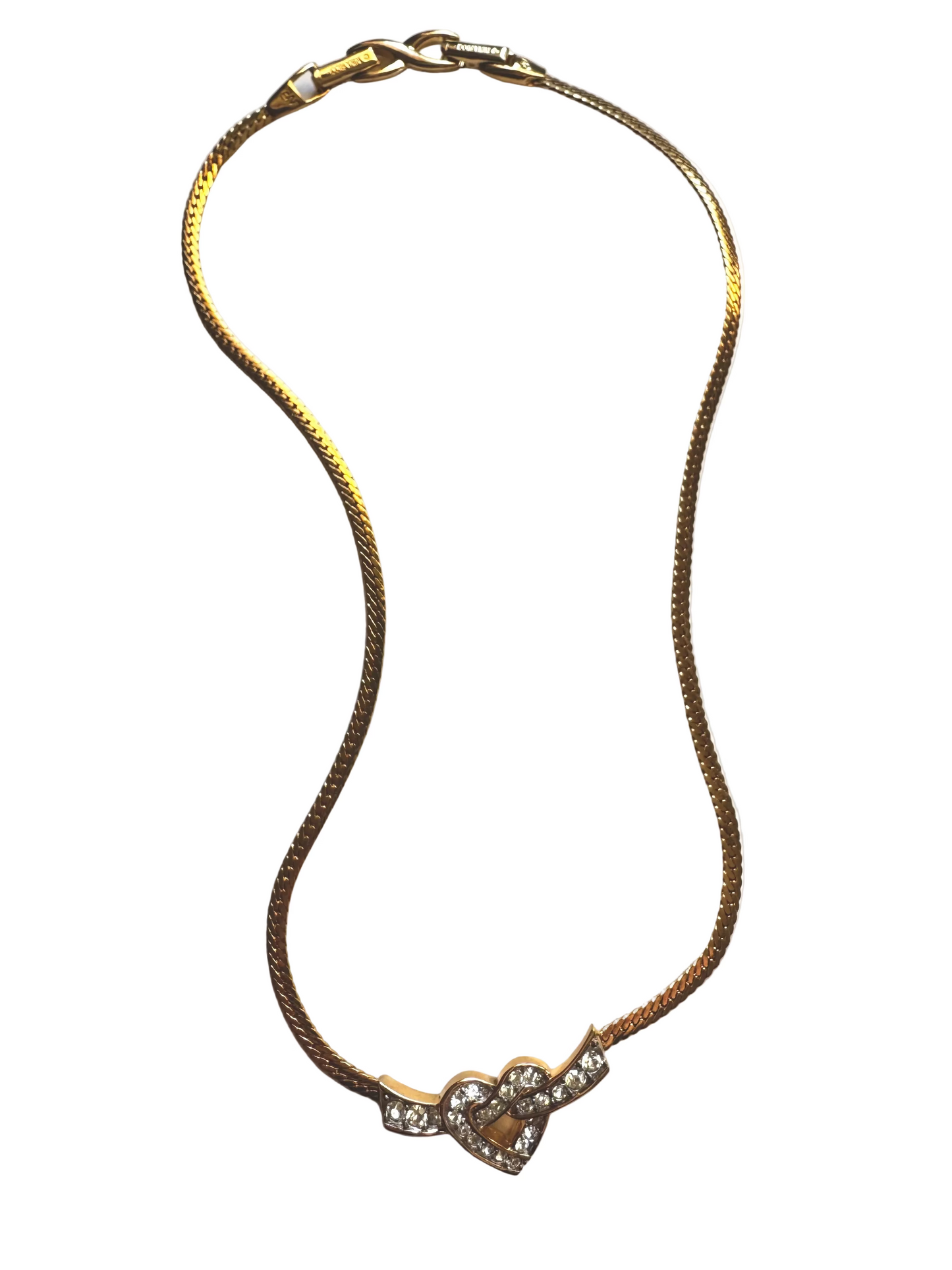 Vintage Nina Ricci Rhinestone Heart Necklace