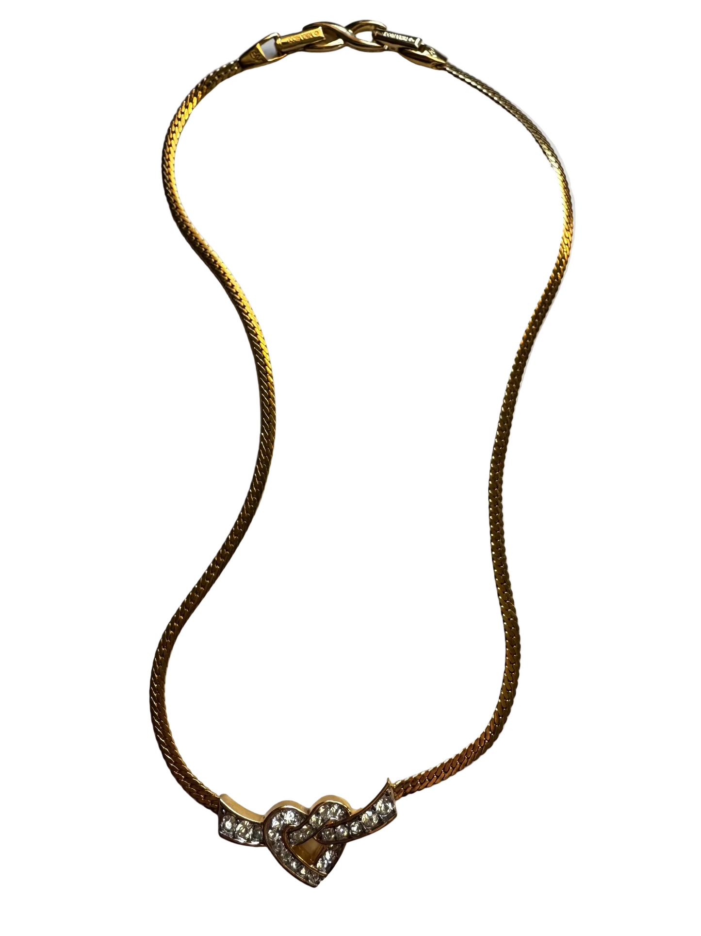 Vintage Nina Ricci Rhinestone Heart Necklace