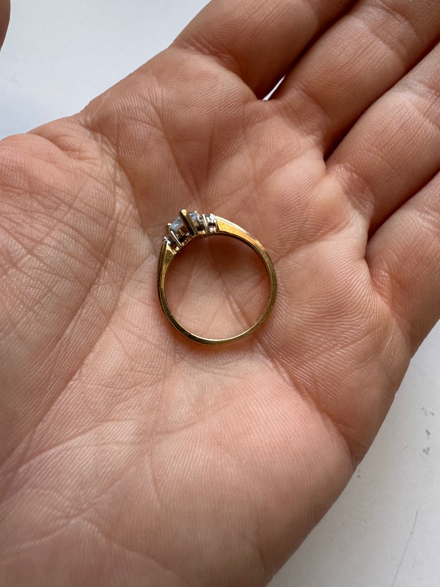 10K Gold Diamond & Blue Topaz Heart Ring
