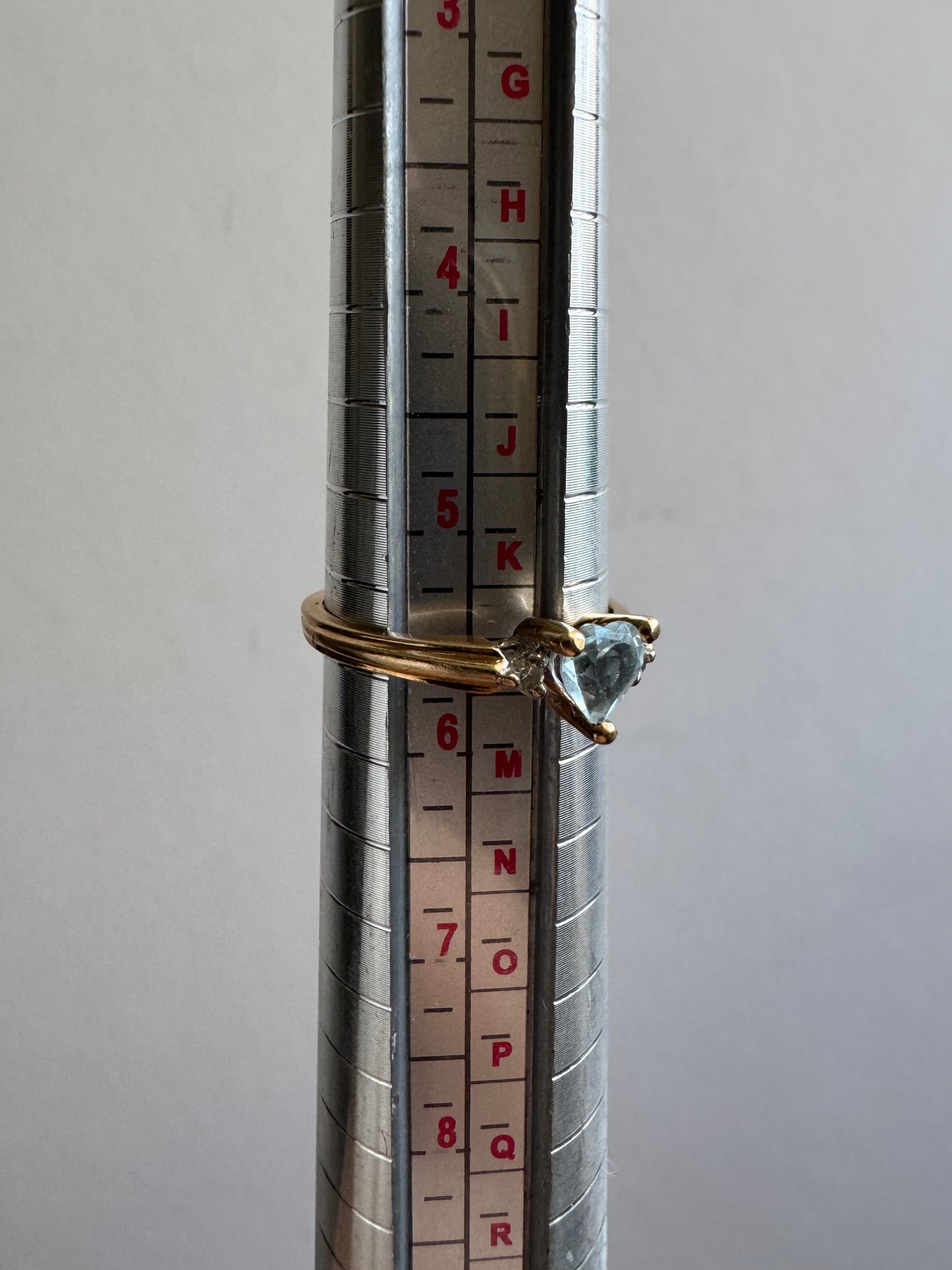 10K Gold Diamond & Blue Topaz Heart Ring