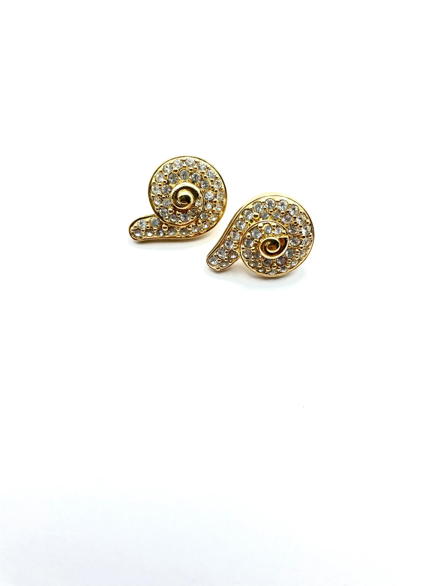 Vintage Swarovski Snail Shell Pierced Earrings