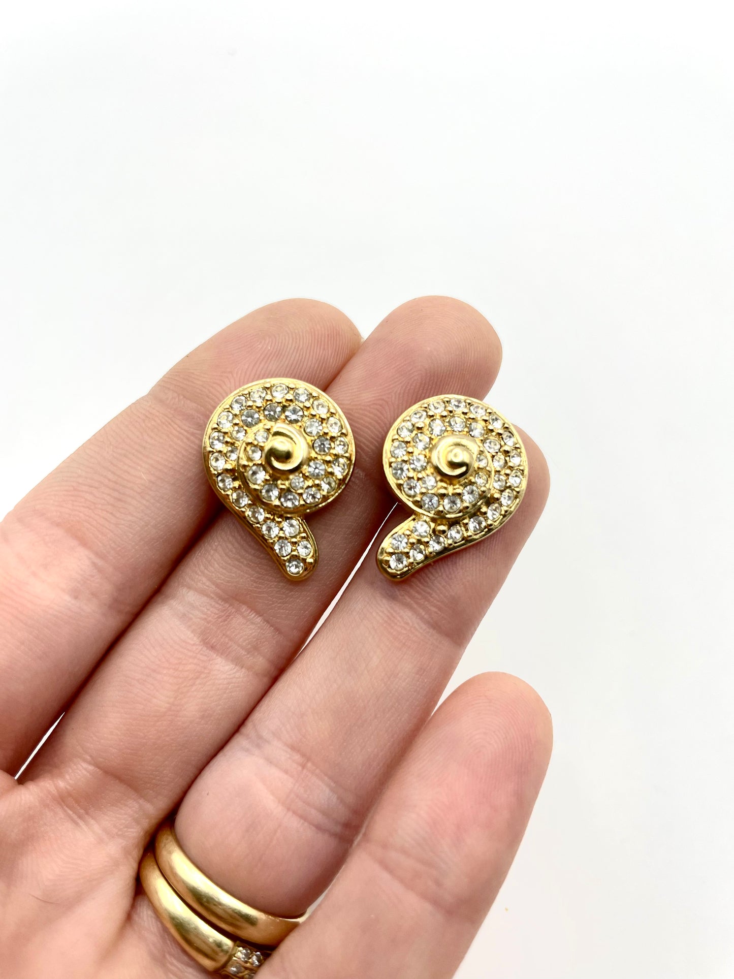 Vintage Swarovski Snail Shell Pierced Earrings