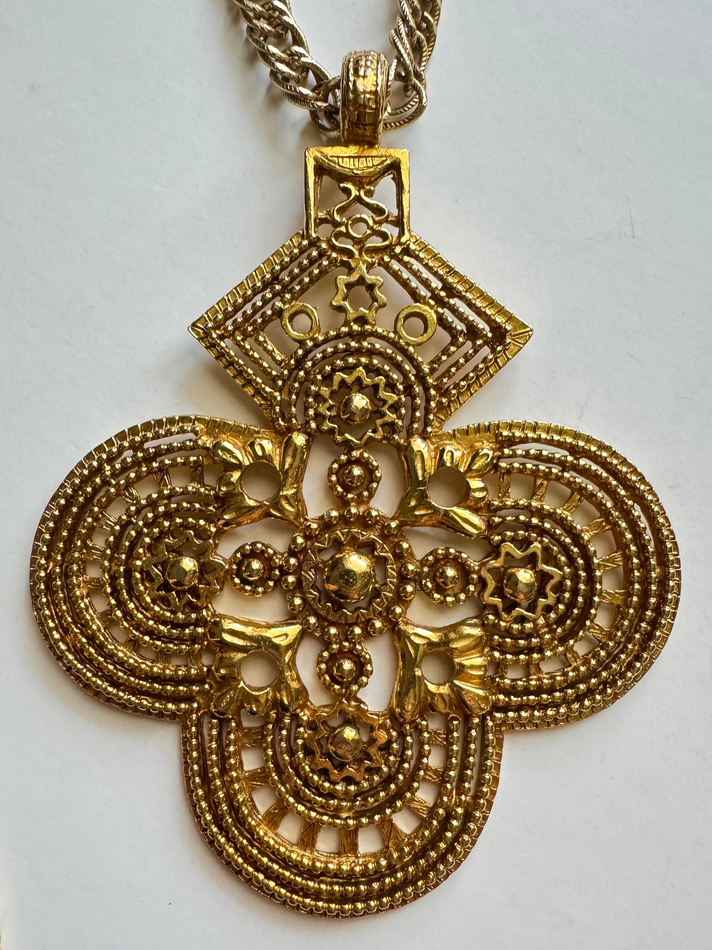 Vintage Kenneth Lane Double Strand Gold Tone Statement Necklace