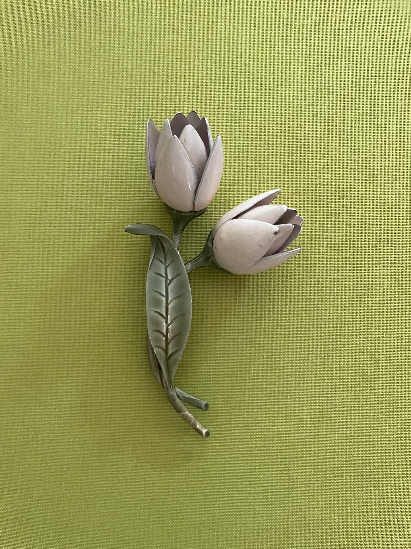 Vintage Enamel Tulip Flower Brooch from 1960s