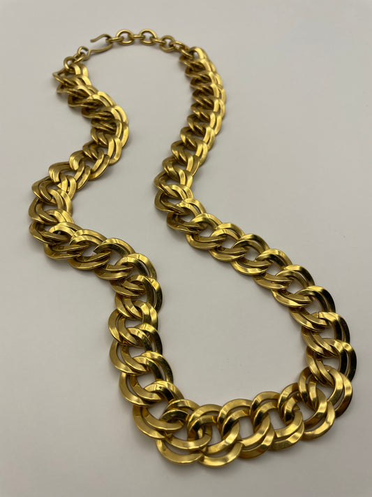 Vintage Monet 1980s Gold Plated Chunky Curb Link Necklace